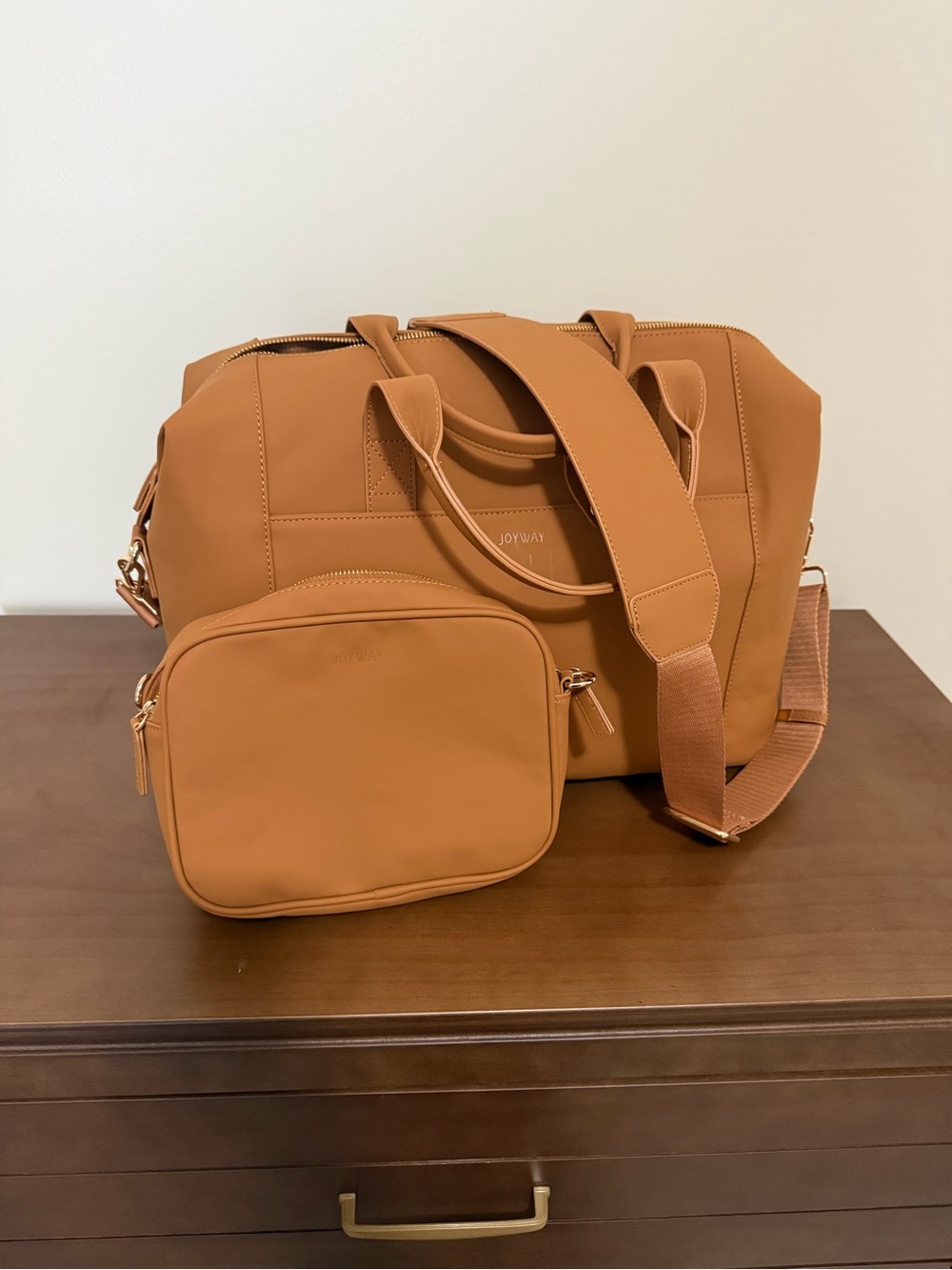 Joyway Tan Travel Duffle with toiletry bag